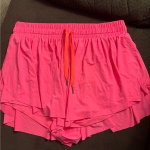 GB girls Neon Pink Shorts with Orange Drawstring